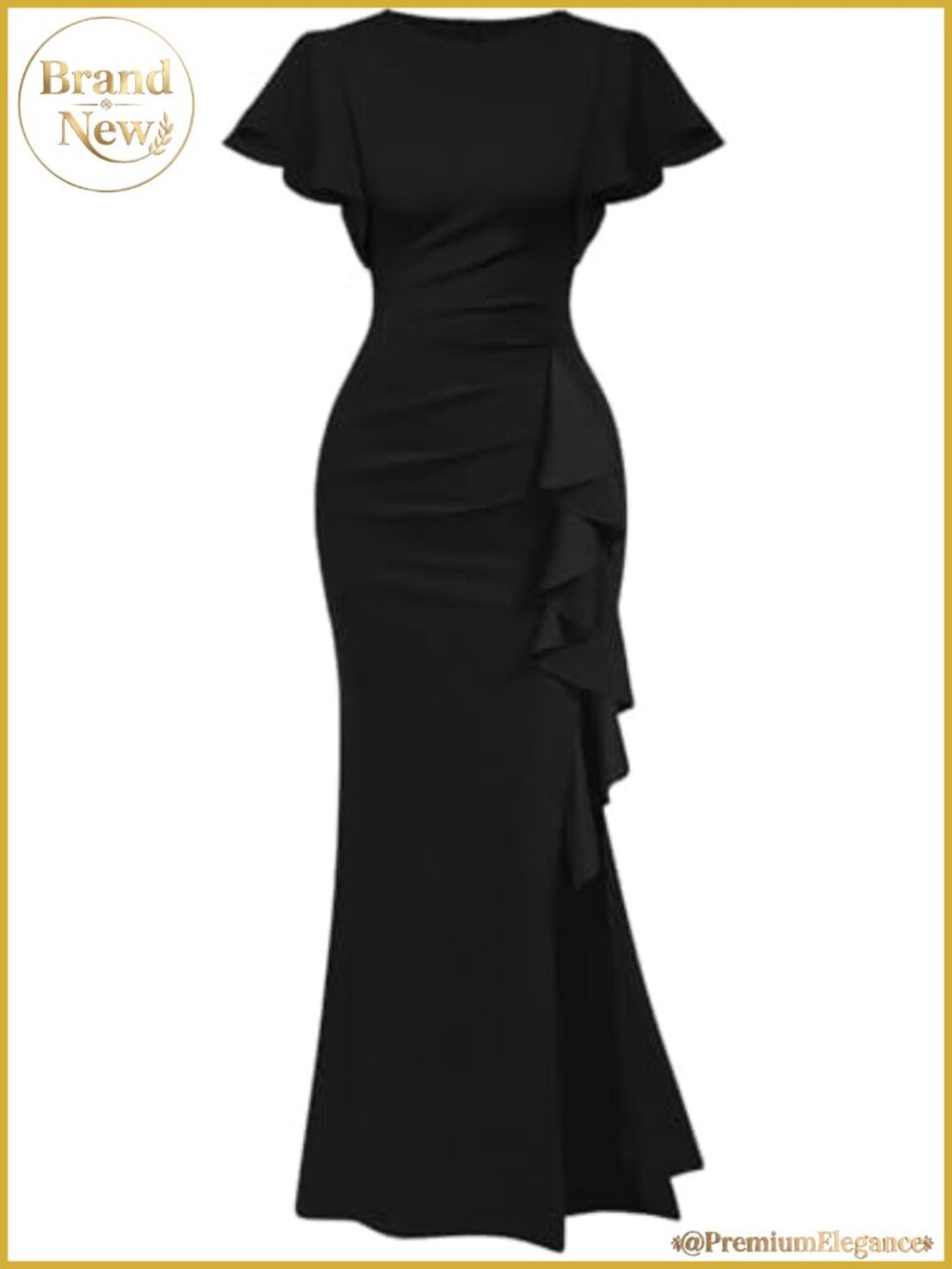 Elegant High Split Ruched Bodycon Mermaid Maxi Evening Cocktail Dress